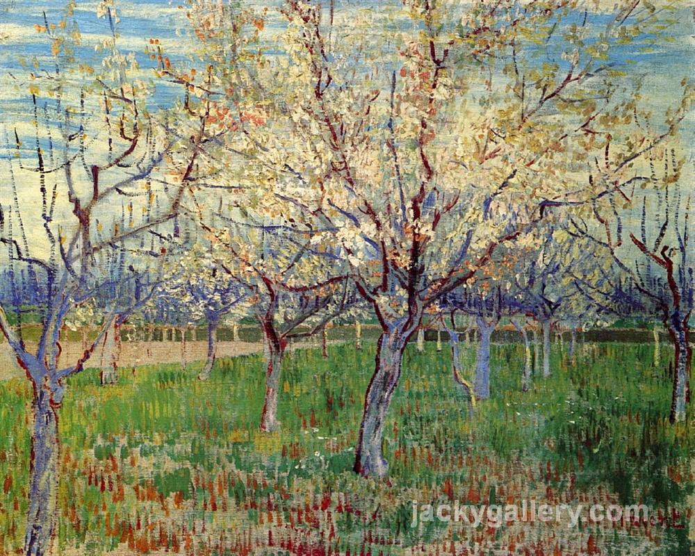 Orchard with Blossoming Apricot Trees, Van Gogh painting
